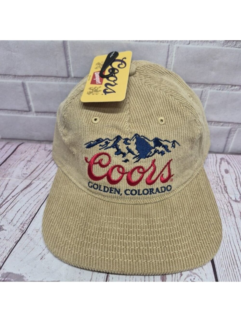 COORS Licensed Banquet Beige Corduroy Snapback Hat Golden Colorado Cap NEW w/Tag